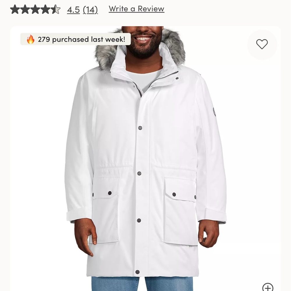 Lands' End Men’s Expedition Waterproof Down Parka, Medium